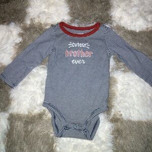 Carter's Blue and Red Striped Bodysuit with Red Trim